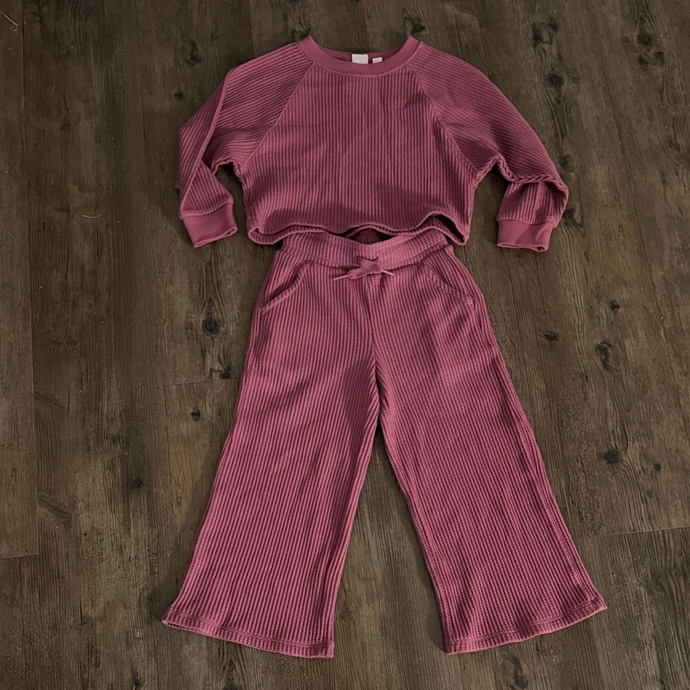 GAP Kids Ribbed Pink Jumpsuit Set